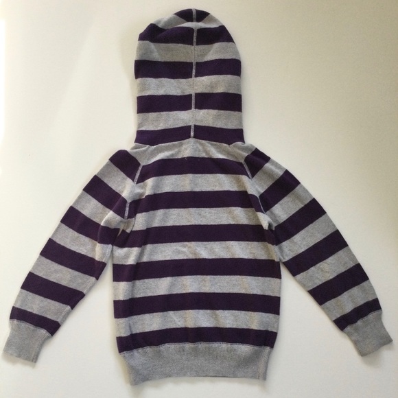Mini Boden Purple Gray Striped Hoodie Sweater - Picture 6 of 6